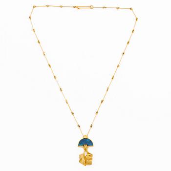 Björn Weckström, necklace "Balak", 18K gold with opal triplet. Lapponia 1977.