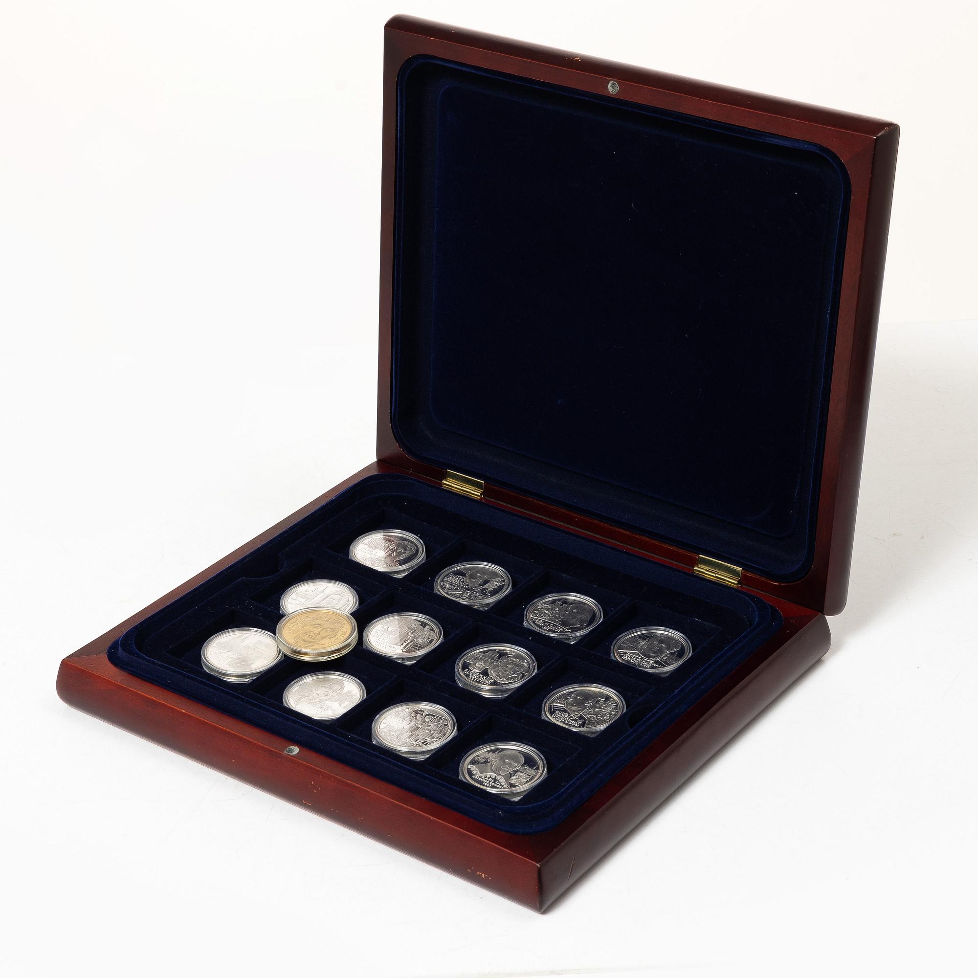 24 commemorative coins, sterling silver, 'Sveriges Regenter', Myntverket Moneta, 1999-2000.