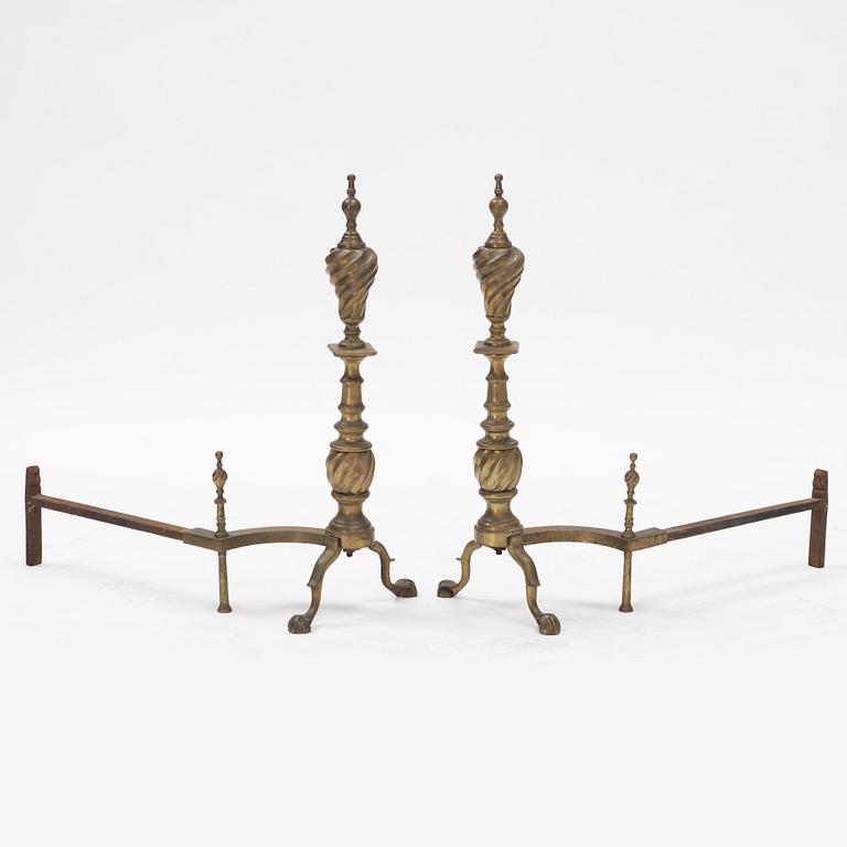 A pair of andirons, mid 20th century.