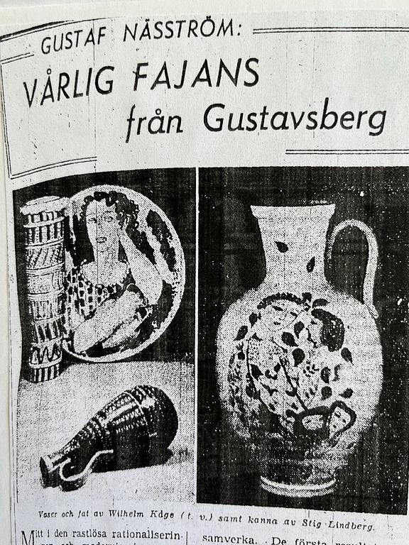 Wilhelm Kåge, a faience vase, Gustavsberg studio, Sweden 1942.