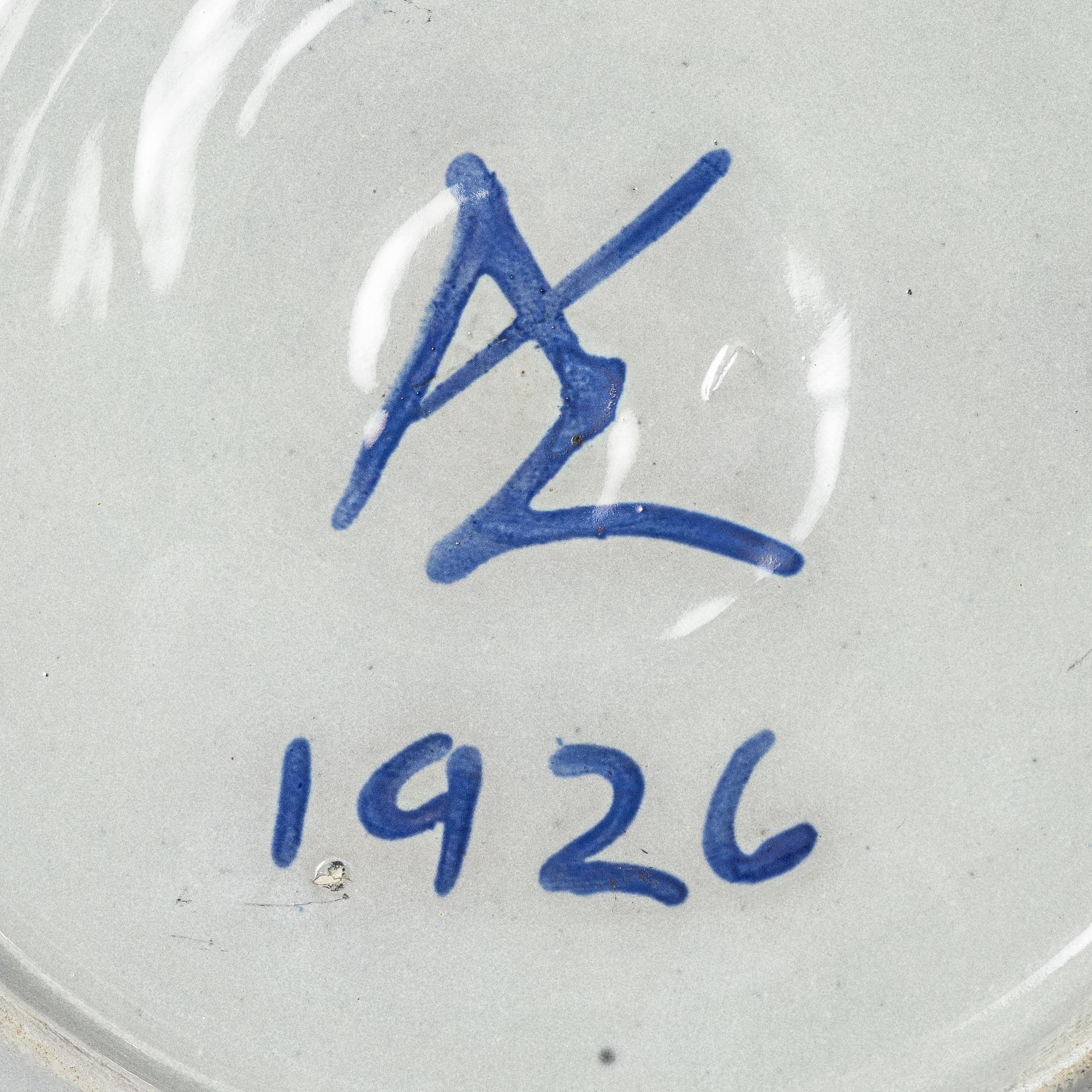 Allan Ebeling, a glazed ceramic dish, dated 1926.