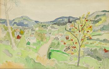 Hilding Linnqvist, Landscape with Church.