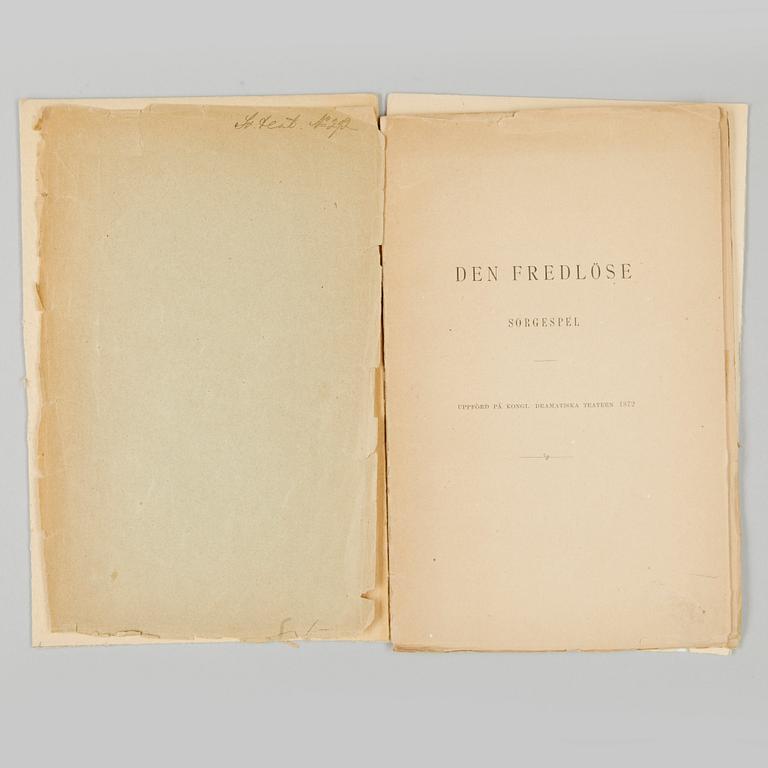 BOKPARTI STRINDBERG, 11 vol+3 häften, bla "I vårbrytningen", Stockholm 1881.