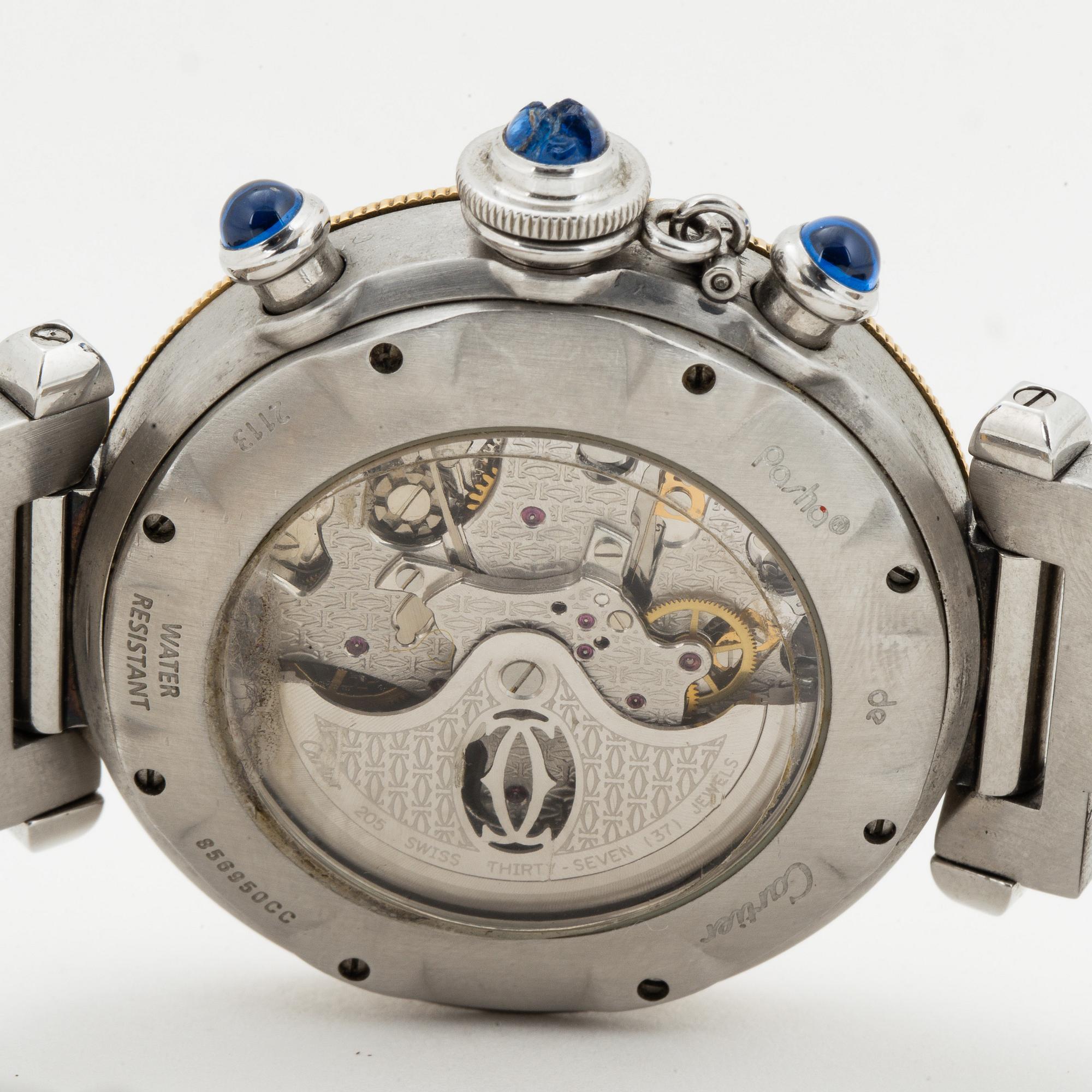 CARTIER Pasha wristwatch kronograf 38 mm. Bukowskis