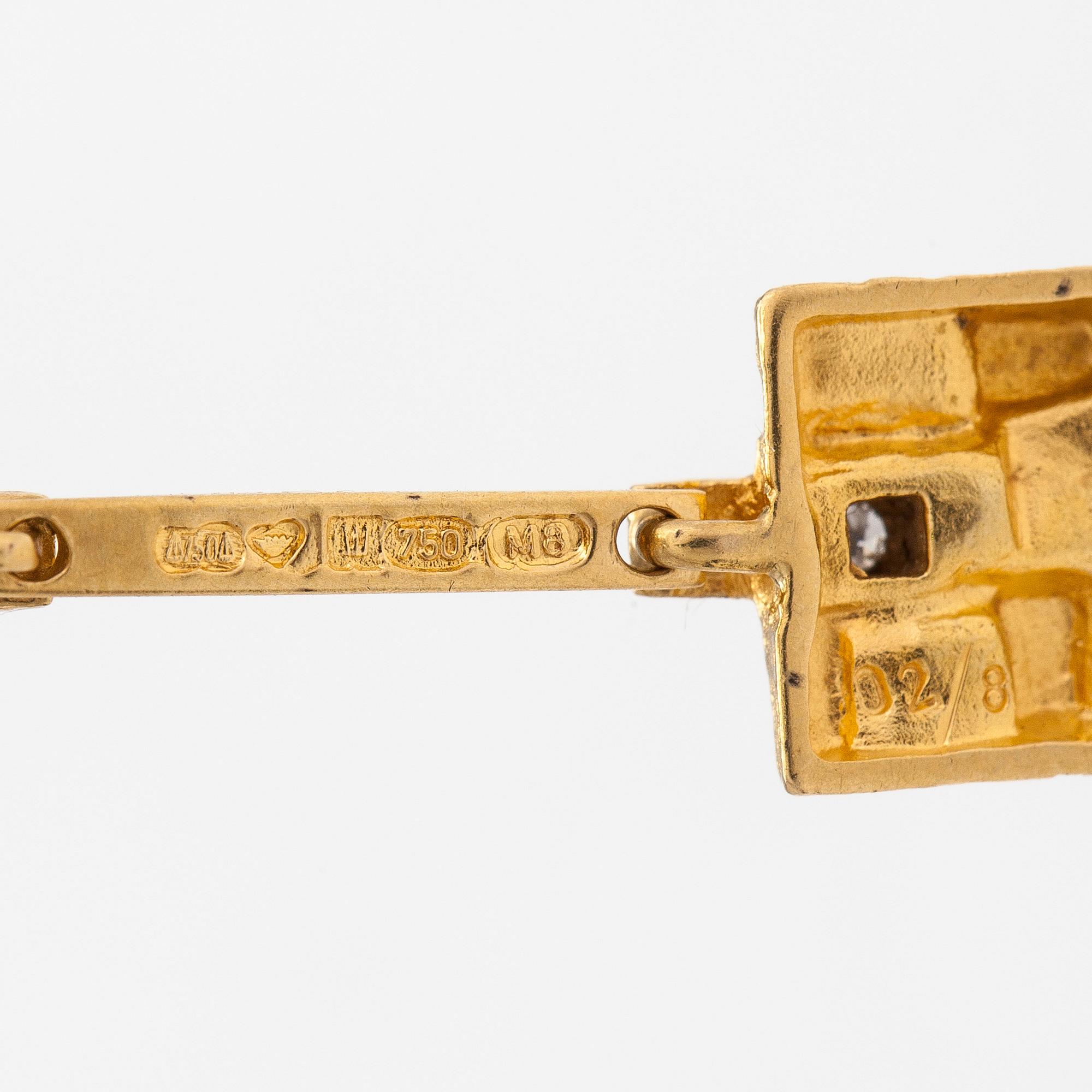 Björn Weckström, Halsband "Thai", 18K guld, 8/8-slipad diamant ca. 0.02 ct. Lapponia 1989.