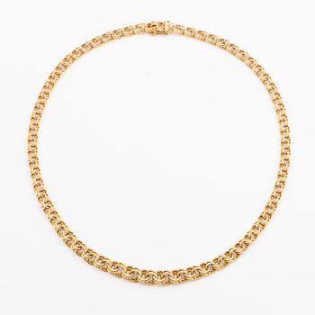 Necklace 18K gold, graduated Bismarck link,