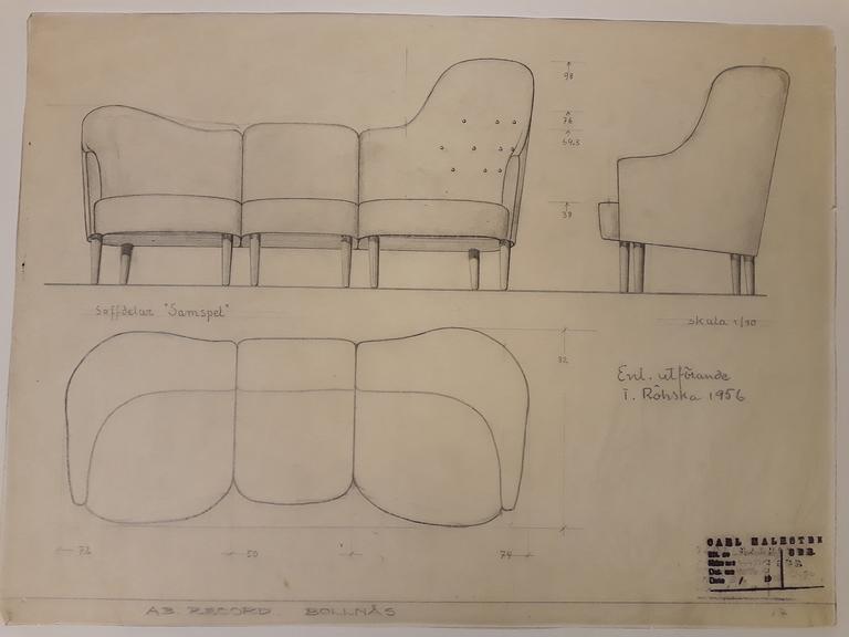 Carl Malmsten, a "Samspel" sofa, AB Record, Bollnäs Sweden 1950's.