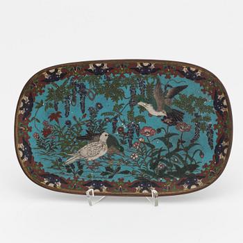 A Japanese cloisonné tray, Meiji (1868-1912).