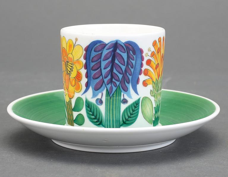 KAFFEKOPPAR 8 st MED FAT, benporslin, Tahiti, Stig Lindberg, Gustavsberg.