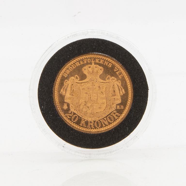 Guldmynt Sverige, Oscar II 20 kr, 1901.