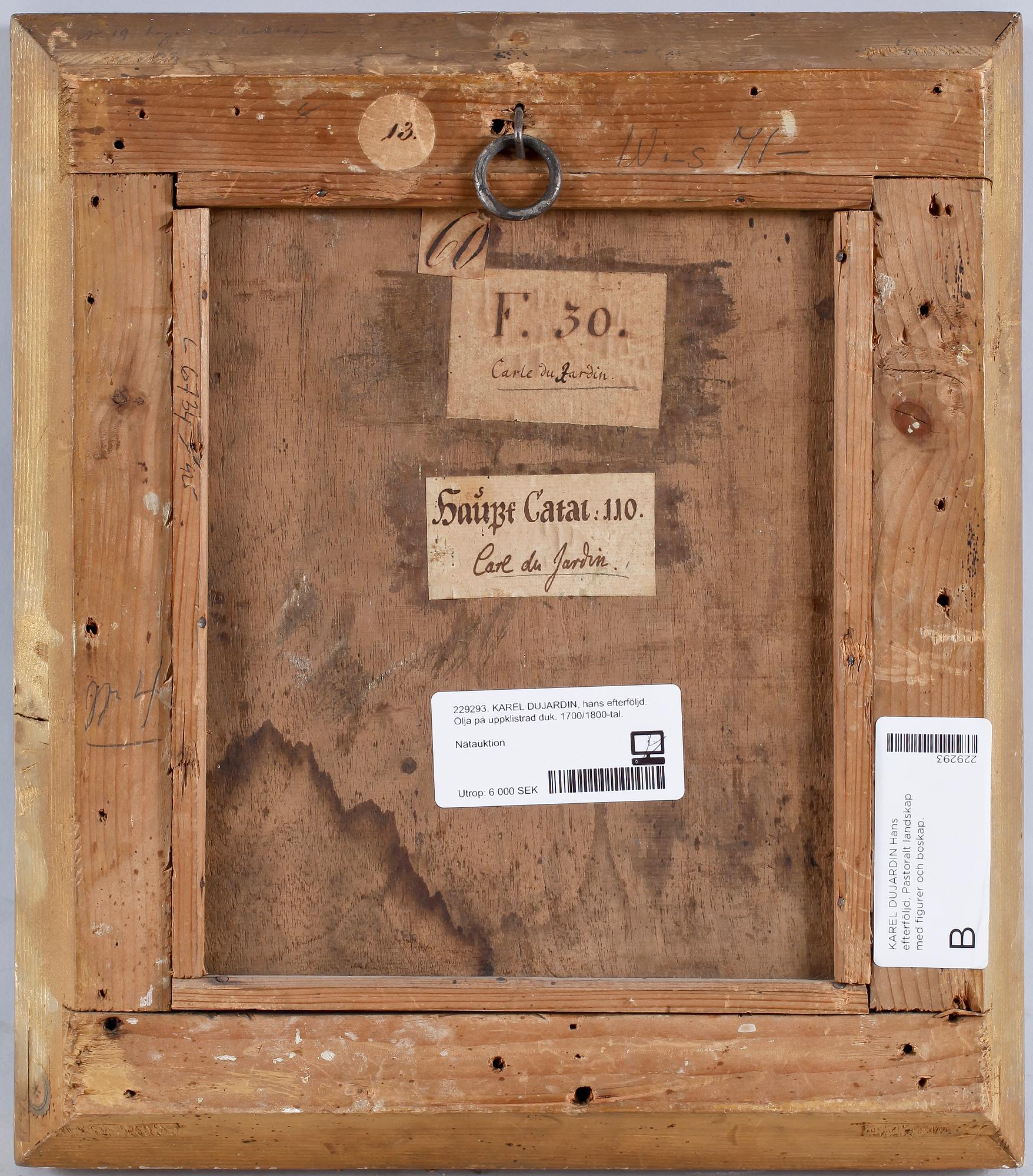 KAREL DUJARDIN, hans efterföljd. Olja på uppklistrad duk. 1700/1800-tal.