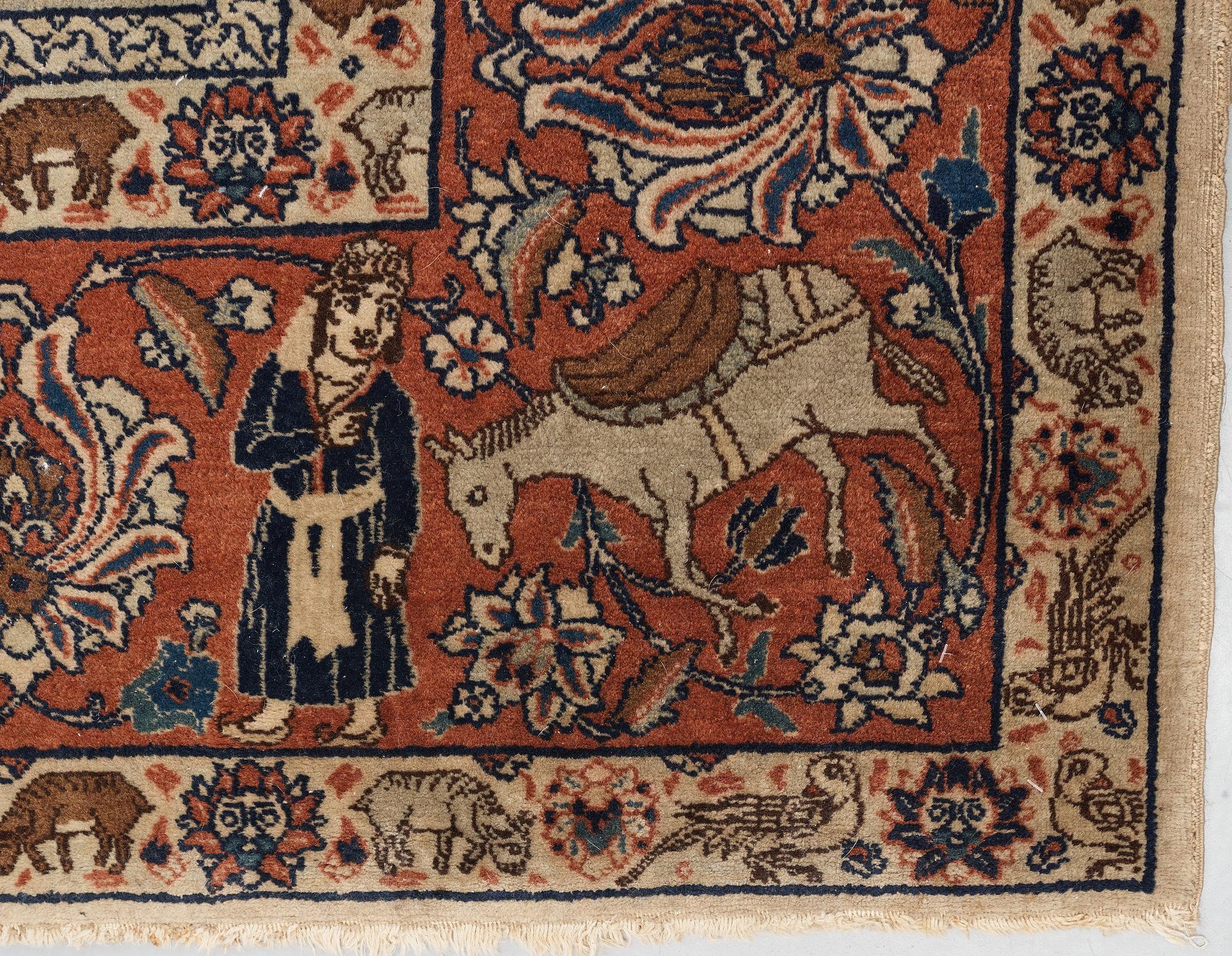 MATTO, semi-antique Tabriz figural, ca 400 x 298,5 cm.