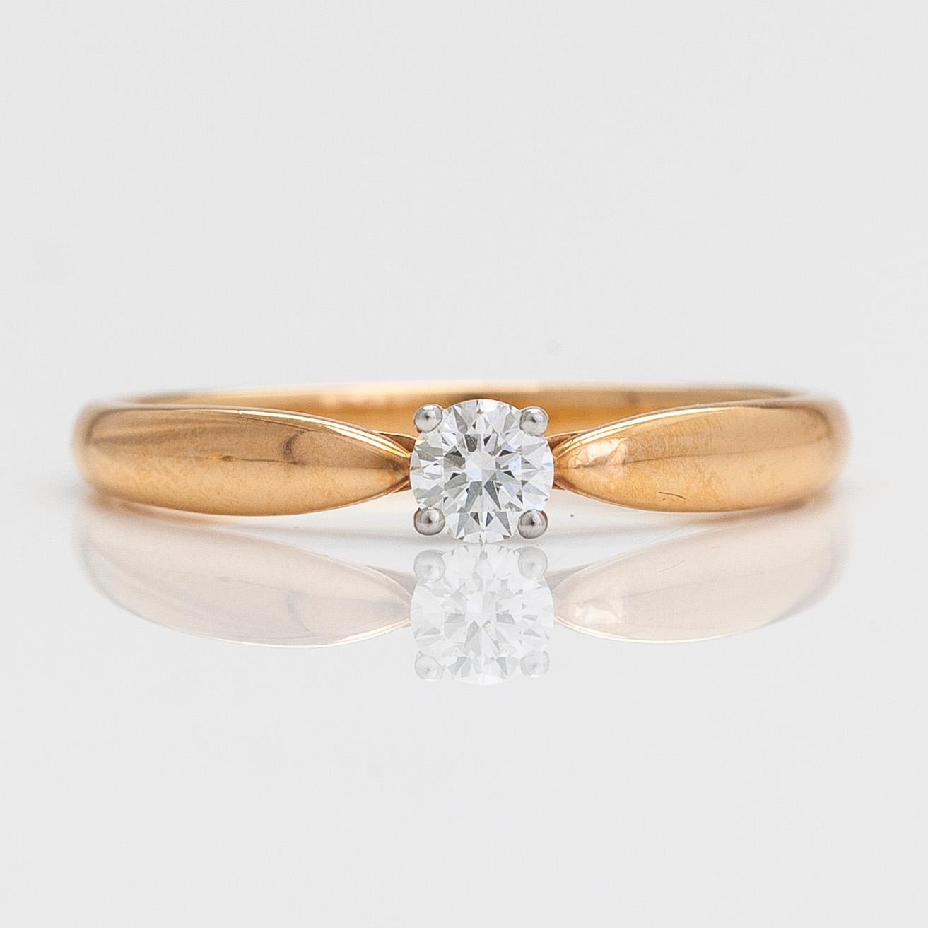 Tiffany & Co, ring, solitaire, platinum and 18K rose gold with a brilliant-cut diamond approx. 0.17 ct.