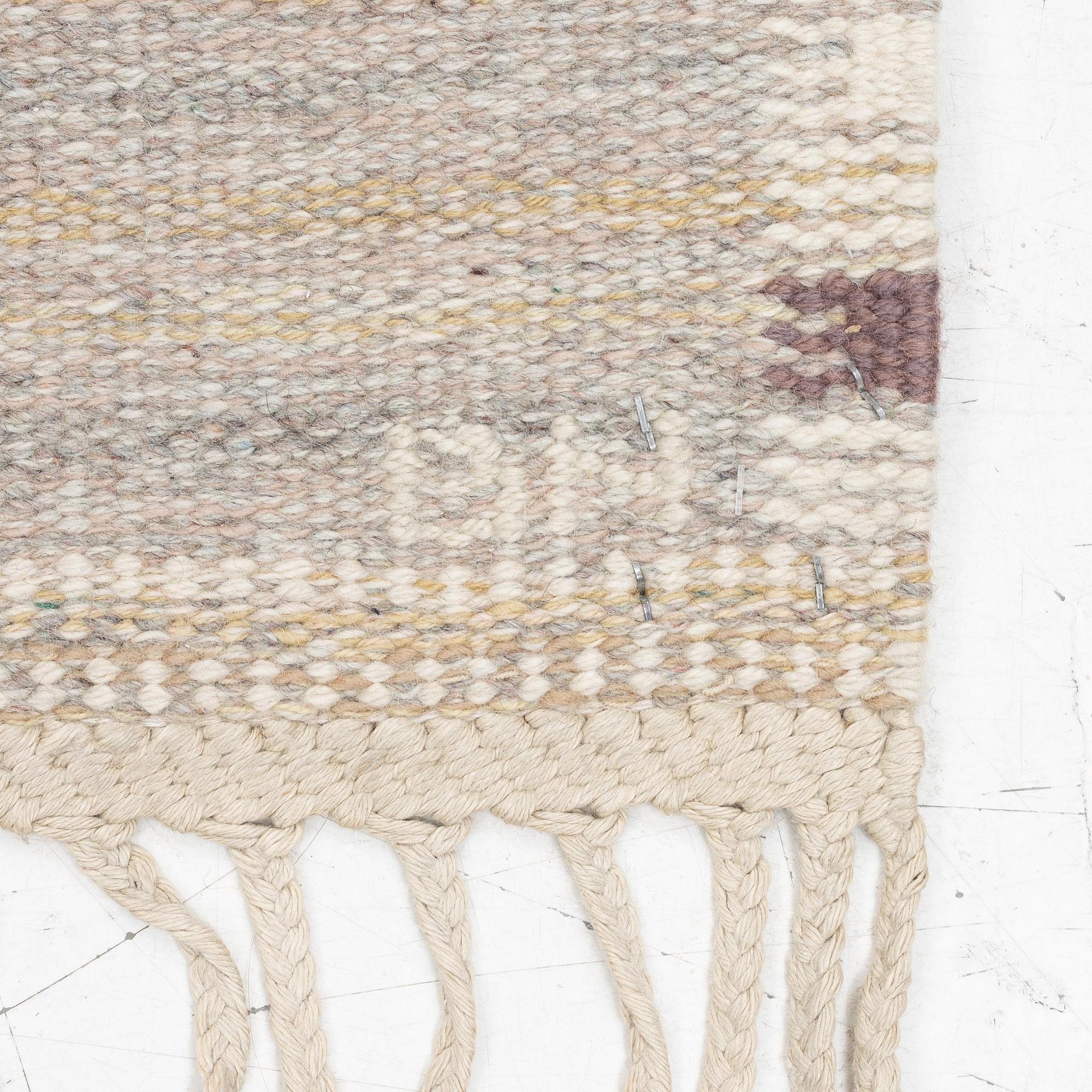 Barbro Nilsson, a 'Falurutan gul S' carpet, flat weave, c. 226 x 114 cm, signed AB MMF BN.