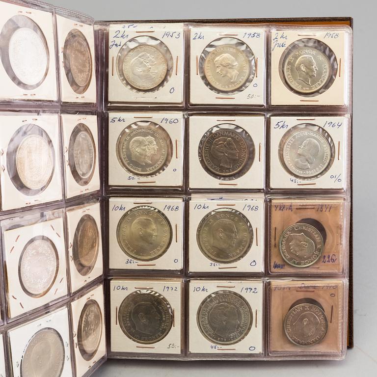 SAMLING MYNT, 102 stycken, bland annat Sverige och Danmark, 1900-tal.