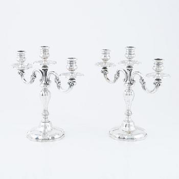 Kandelabrar, ett par, silver 830, svenska importstämlar K Anderson, Stockholm 1926.