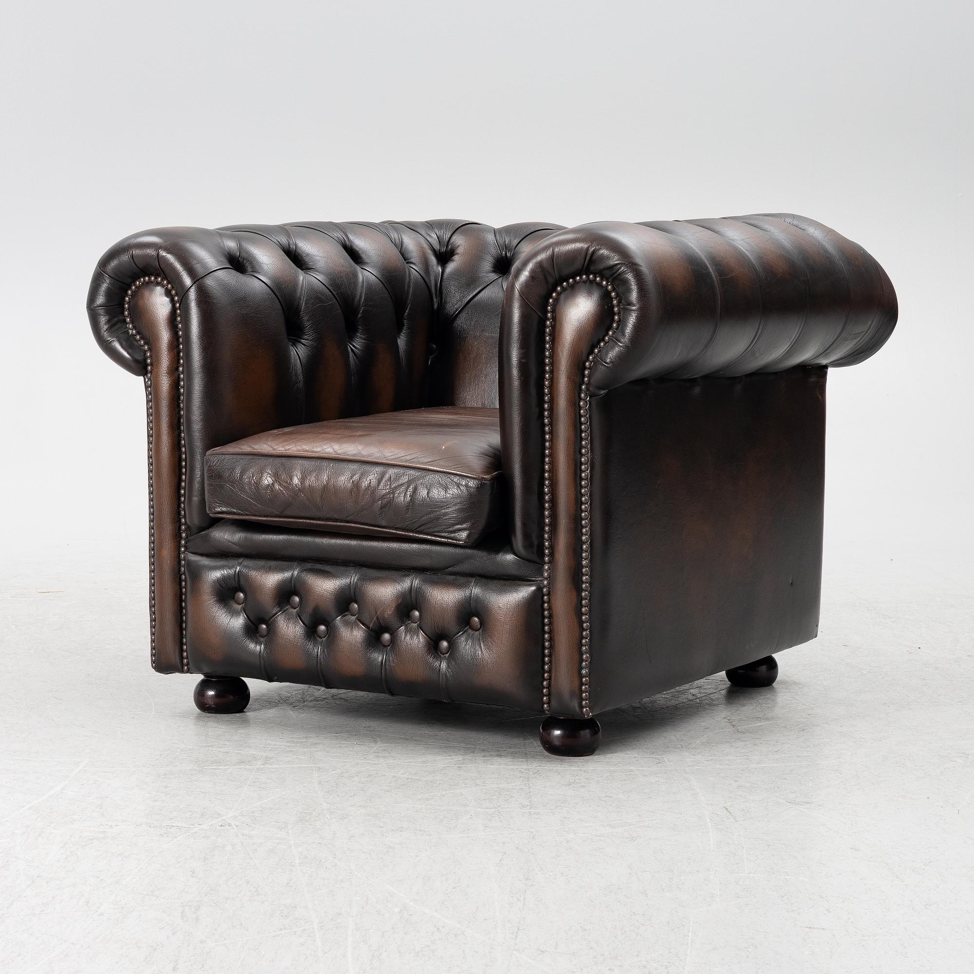 Clubfåtölj, Chesterfieldmodell, 1900-talets andra hälft.