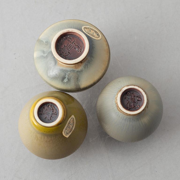 Berndt Friberg, a group of seven miniature stoneware vases and a bowl, Gustavsbergs Studio, 1957-70.