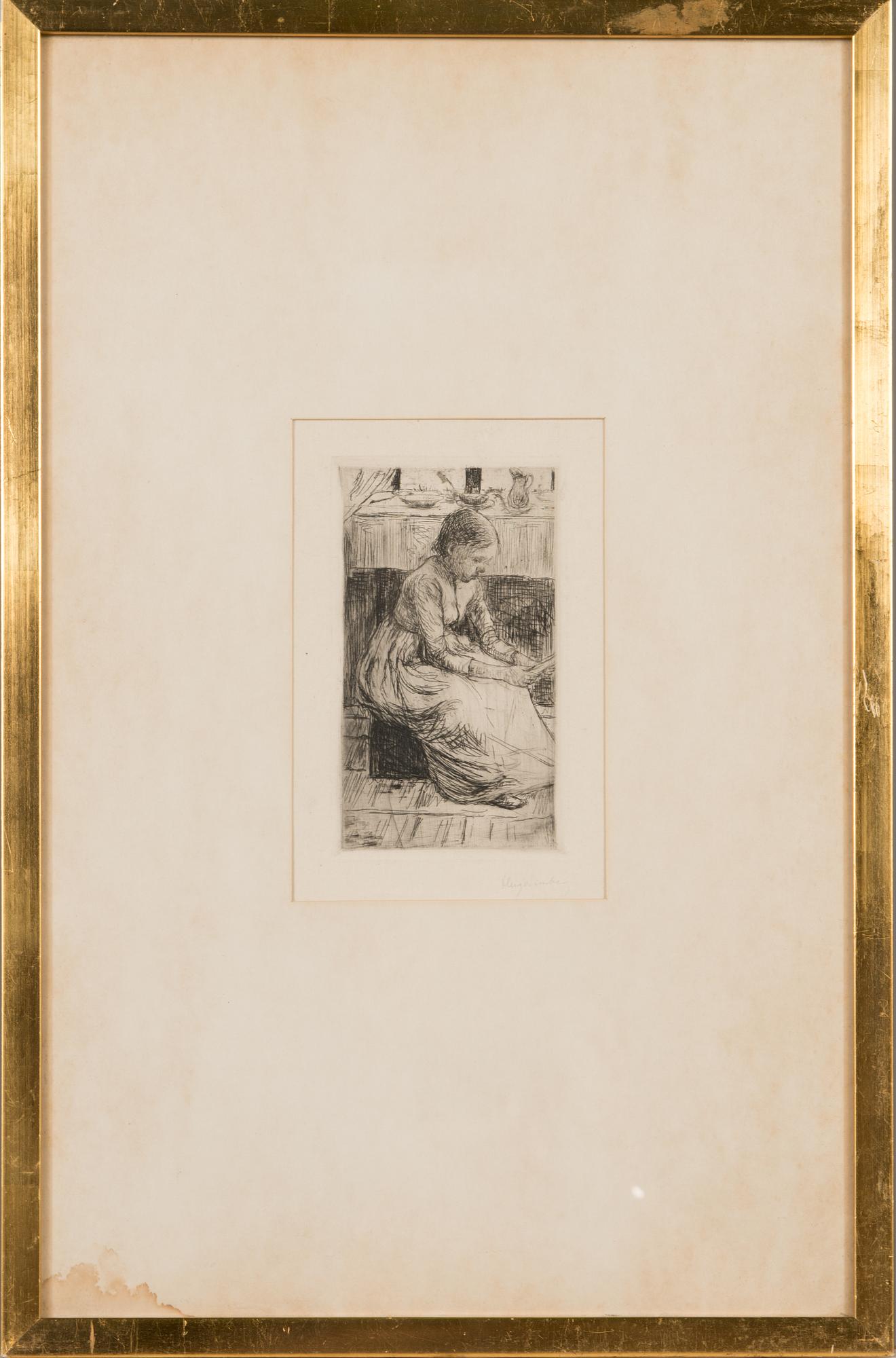 Hugo Simberg, linjeetsning och torrnål, plåtsignerad samt signerad med blyerts.