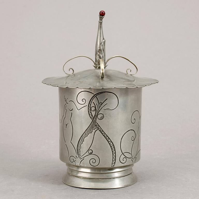 TOBAKSBURK, tenn,  Arendal, Norge, art déco, 1920-30-tal.