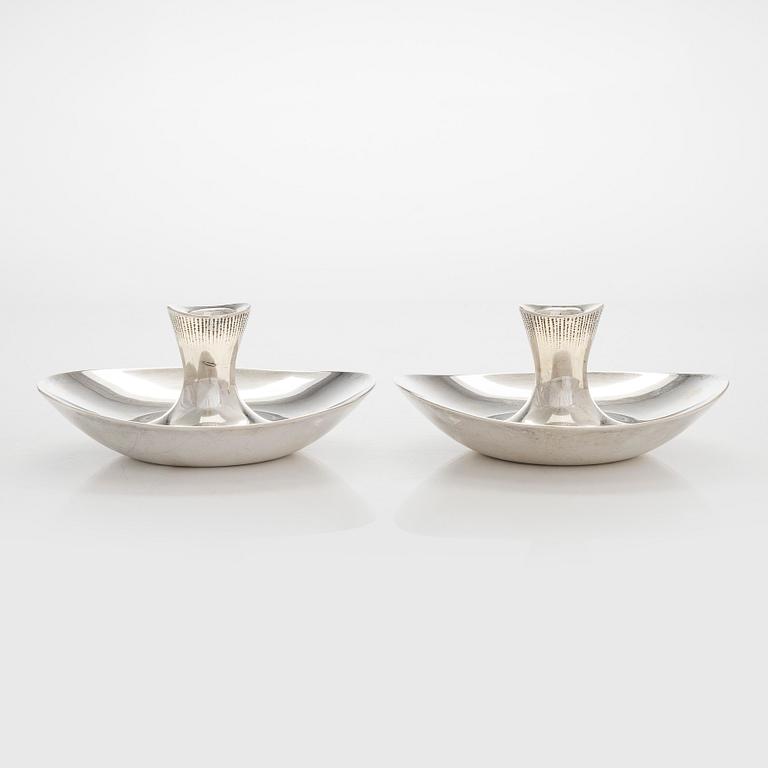 Tapio Wirkkala, a pair of silver candleholders, Hopeatehdas, Helsinki 1955.