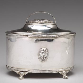 A Swedish 19th century silver sugar-casket, mark of Johan Fredrik Masman, Stockholm 1814.