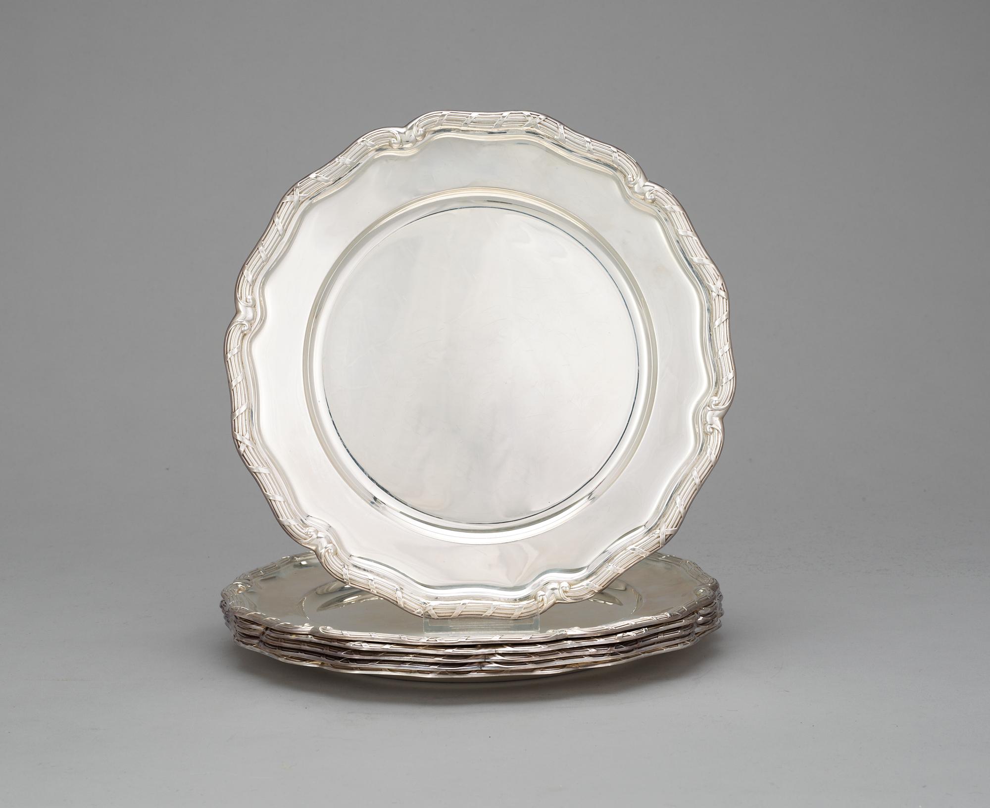 TALLRIKAR, 6 st, silver. C.G.Hallberg, Stockholm 1933-43.