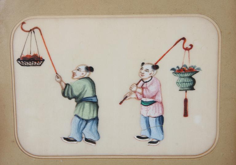 AKVARELLER, 16 st, Kina, ramade 8+8.