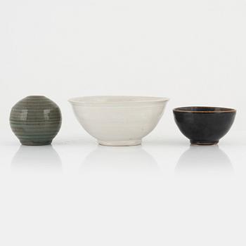 Kerstin Danielsson, a vase and two bowls, own workshop, Örby, Sweden.