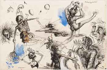 ULF RAHMBERG, mixed media on paper, signed with monogram and dated MVM on verso.