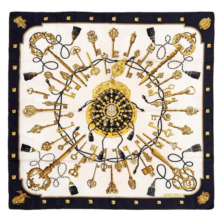 HERMÈS, silk scarf, "Les Cles".