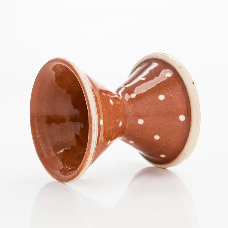 Marita Lybeck, candlestick, red clay, signed ML.