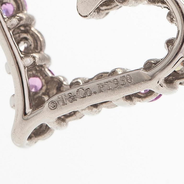 Tiffany & Co, halsband med hänge, hjärta, platina, diamanter och rosa safirer.