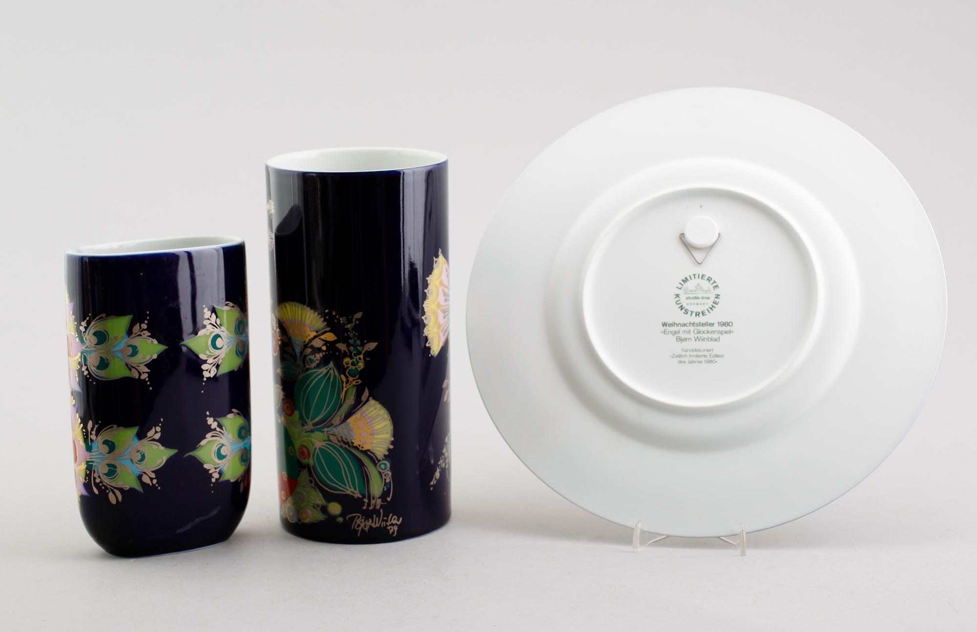 PORSLINSFÖREMÅL, 9 delar, Björn Wiinblad, Rosenthal.