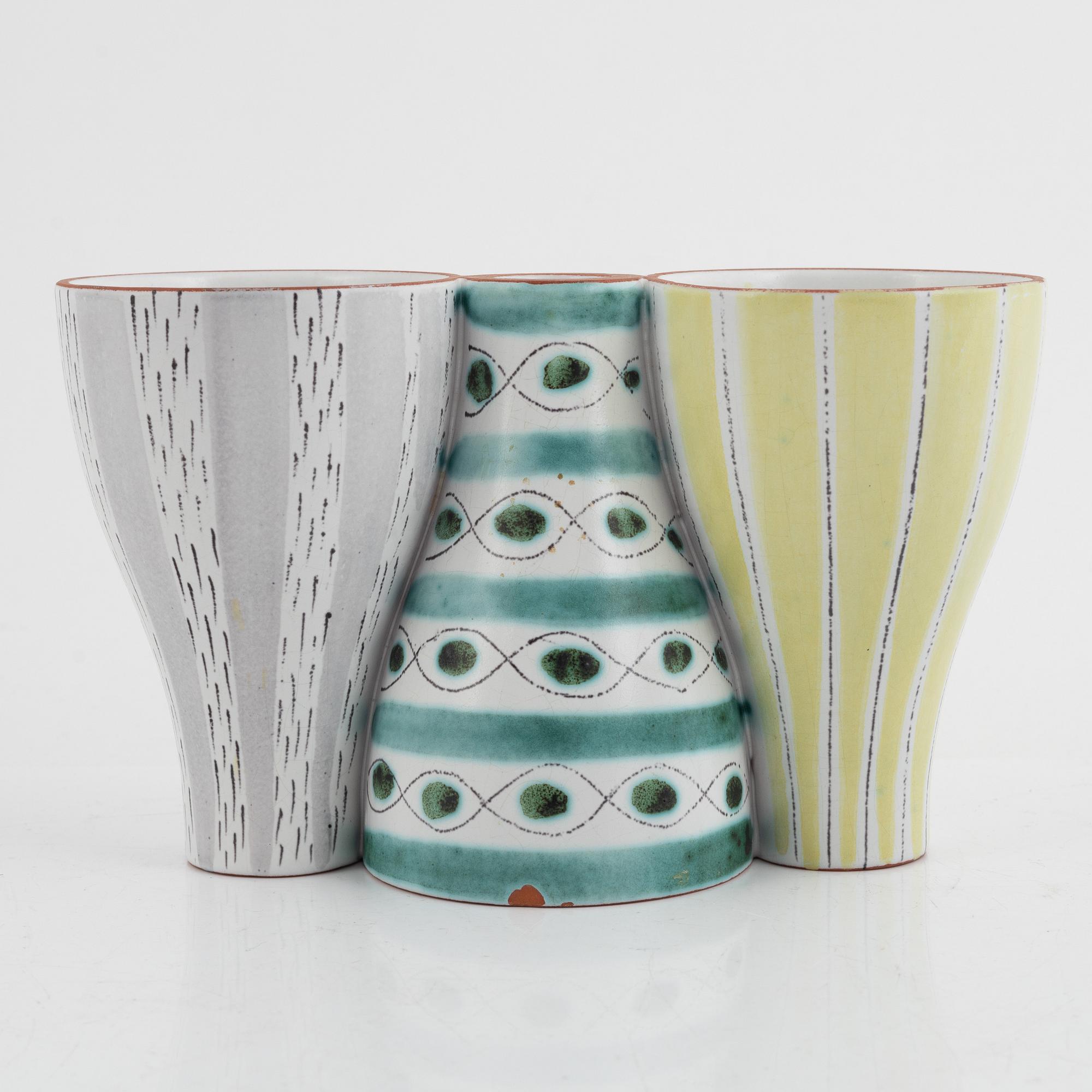 Stig Lindberg, fajanser, 3 st, Gustavsberg Studio.