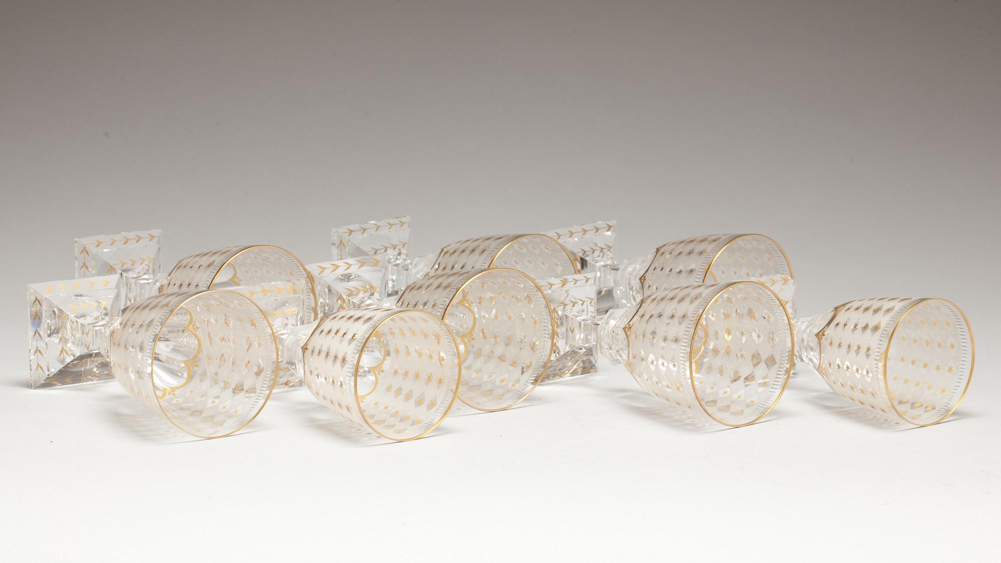 VINGLAS, 8 st. "Odelberg", Kosta. 1900-tal.