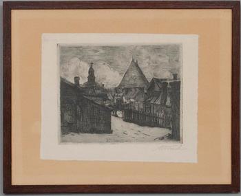 ALFRED WILLIAM FINCH, etsning, signerad.