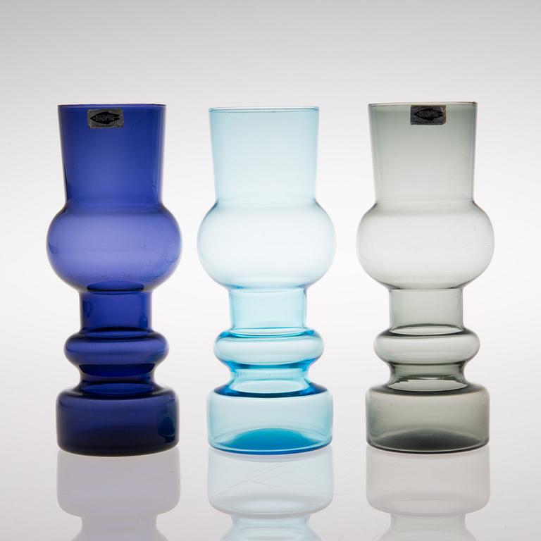 THREE GLASS VASES, "Kevät", Nuutajärvi.