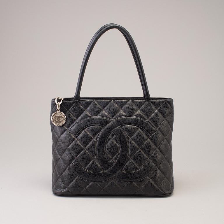 Black Caviar Leather Medallion Tote Bag, 2000-2002.