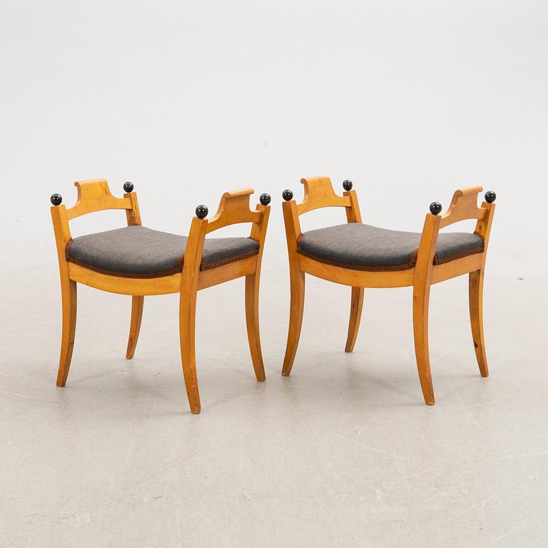 Stools, a pair, Karl Johan, mid-19th century.