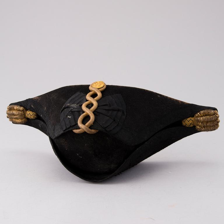 A British royal navy bicorn hat with box, circa turn of the Century 1900.