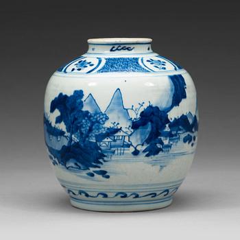 457. A blue and white jar, Ming dynasty, 17th Century.