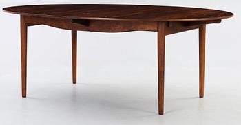 A Finn Juhl rosewood 'Judas' dining table, probably by Niels Vodder, Denmark 1960's.