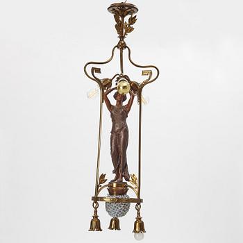 An Art Nouveau ceiling lamp, France, around 1900.