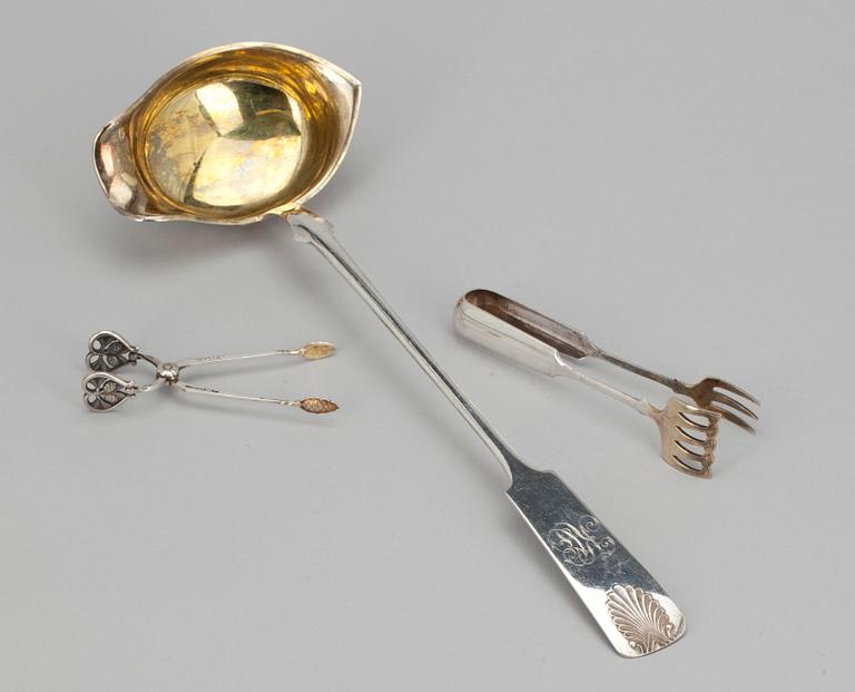 BESTICK, 3 delar, silver, Åbo och Tavastehus 1900-talets första hälft. Tot. vikt 197 g.