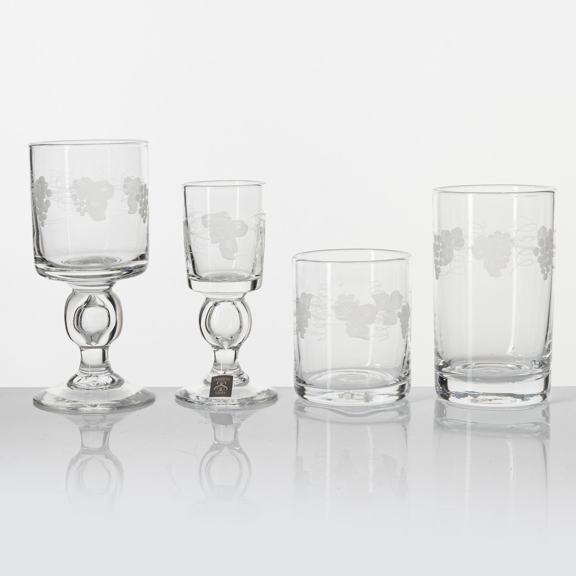 Glasservis, 28 delar, "Swedish Old", Reijmyre, 1900-tal.