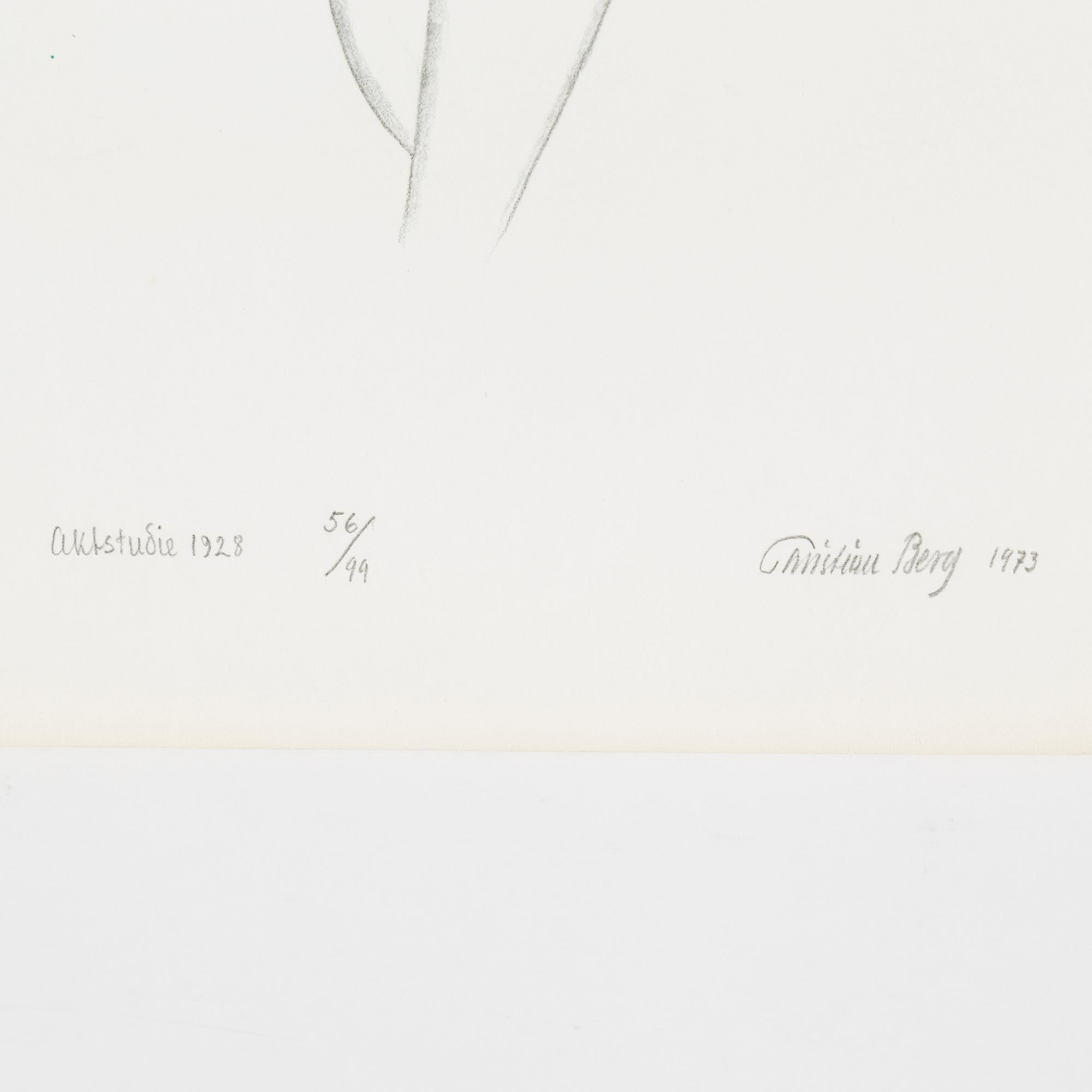 CHRISTIAN BERG, folder with five lithographs, no 56, signed 1973.