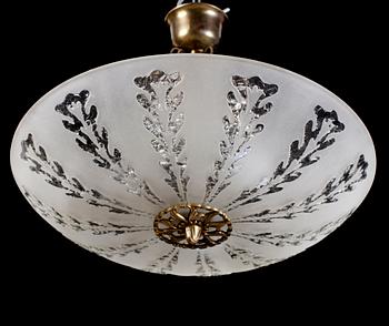 TAKLAMPA, glas, möjligen Orrefors, 1900-talets första hälft. Höjd ca 40 cm.
