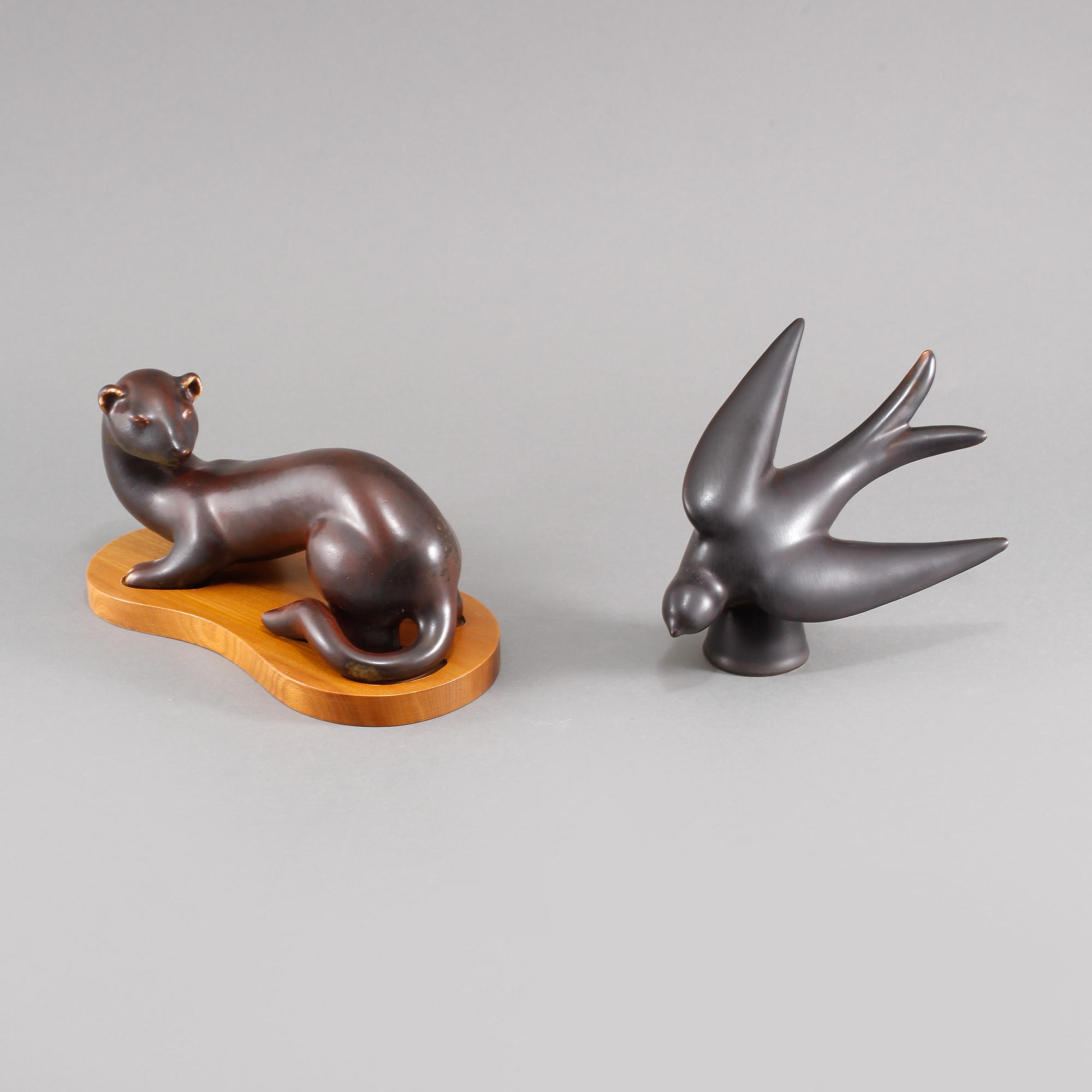 FIGURINER, ett par, stengods, Gunnar Nylund, Rörstrand, 1900-tal.