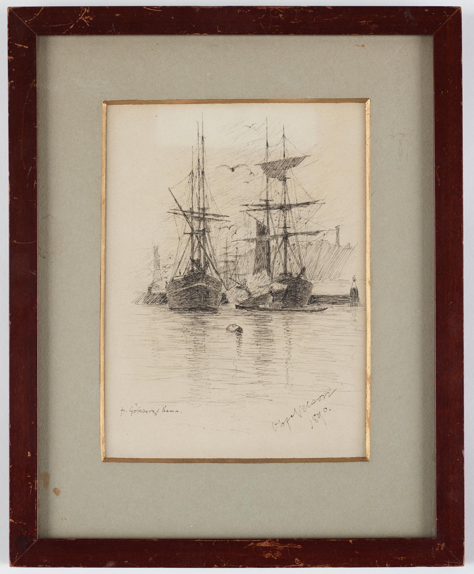 Olof Sager-Nelson, indian ink on paper, signed Olof Nelson and dated 1890.